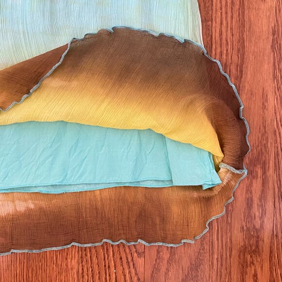 Vintage Tie-Dye Pattern Midi Skirt Vibrant Green, Turquoise Festival Boho Grunge - Picture 12 of 14